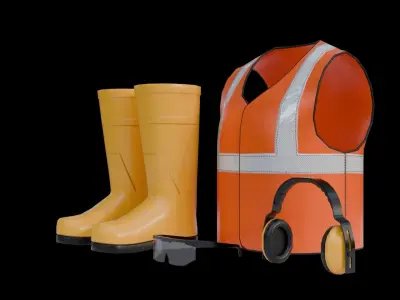 Construction Safety Kit Low-poly 3D model