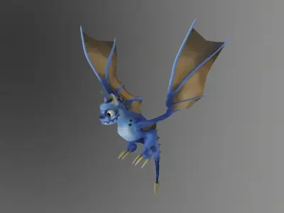 Vyvern Character Hand Painted Animated Low-poly 3D model