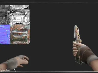 survival knife Low-poly 3D model