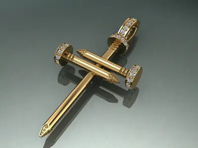 Cross NAIL Pendant with the stones 3d print model 3D print model