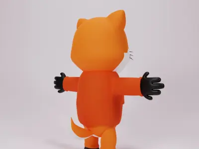 Cute fox character human from 3d model Low-poly 3D model