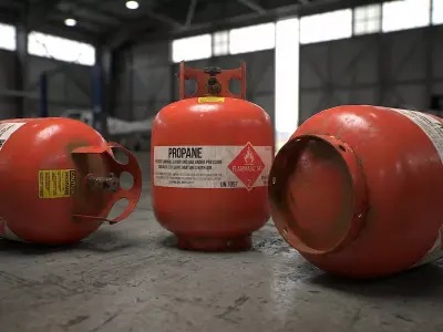 Propane Tank usage dirty red Low-poly 3D model