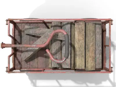 Trolley With Firewood Low-poly 3D model