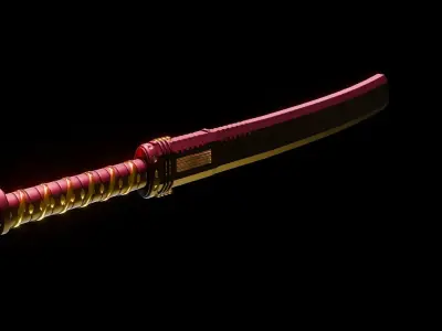 Katana Low-poly 3D model 9