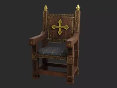 Medieval Chair Low-poly 3D model