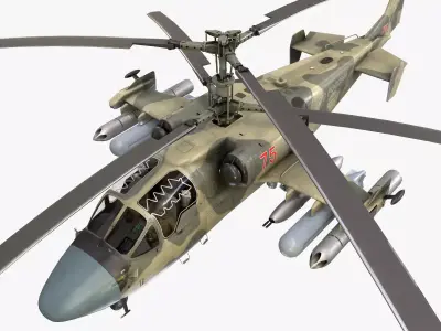 Kamov Ka-52 Alligator Camo Complex Animation Low-poly 3D model