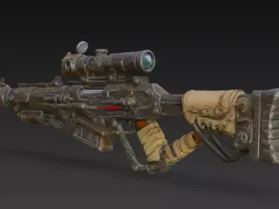 Rugged Post Apocalyptic Rifle 3D Model Low-poly 3D model