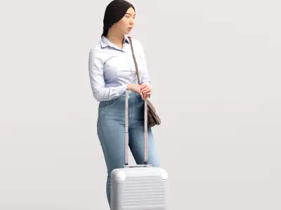 Humano Traveling Asian Woman with suitcase 2206-6 3D model