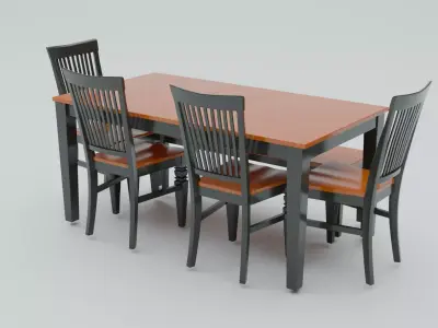 Dining Chair And Table Low-poly 3D model