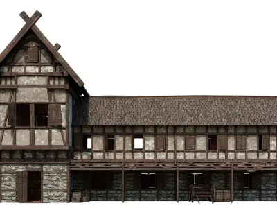 Old Medieval Building House 4K Textures GameReady 68 Low-poly 3D model