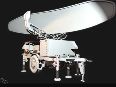 Low Poly PBR Sentinel Radar - Pulse Acquisition Radar  Low-poly 3D model