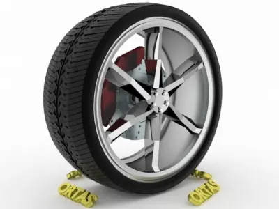 ORTAS CAR WHEEL RIM 106 GAME READY WHEEL RIM TIRE 3D model