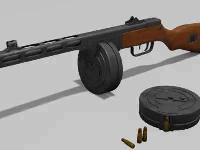 PPSh-41 Low-poly 3D model