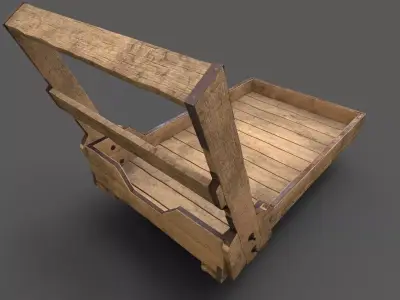 Arabic Wooden Cart  Low-poly 3D model