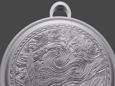 Van Gogh Starry Night Medallion 3D print model