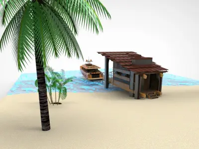 Docking  yacht 3D model