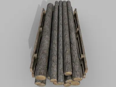 Wood logs A Low-poly 3D model