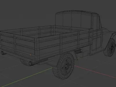 Rastrojero old truck with wooden bed Low-poly 3D model