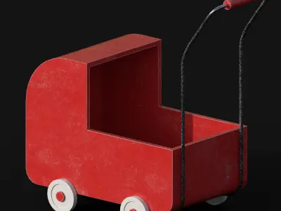 Vintage Baby Pram Toy Low-poly 3D model
