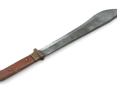 Old Wood Handle Machete Low-poly 3D model