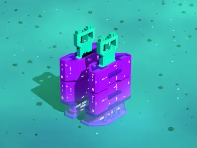 Modular Low-Poly Stylized Sci-Fi Building - Mega Structure Free low-poly 3D model
