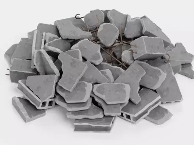 Pile of Debris V1 - Concrete Rubble Cluster 3D model
