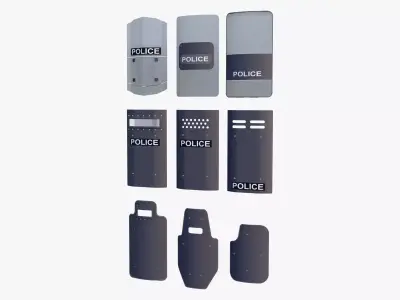 Riot and Tactical Police Shields Set M1 3D model