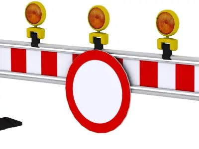 Barriers traffic barrier with two lights 3D model