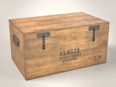 Wooden storage box Low-poly 3D model