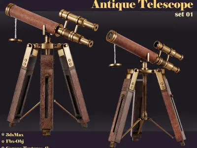 antique telescope 01 3D model