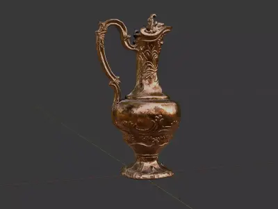 Antique Ornamental Bronze Pitcher  Game Ready PBR 3D Model 3D model