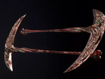 Scythe Melee Weapon Low-poly 3D model