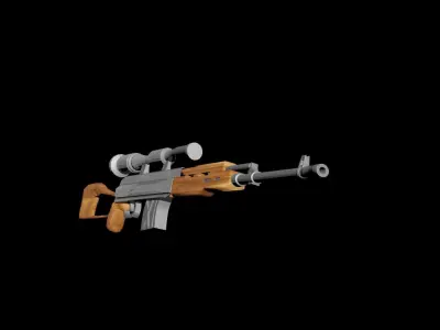 SVD gun Low-poly 3D model