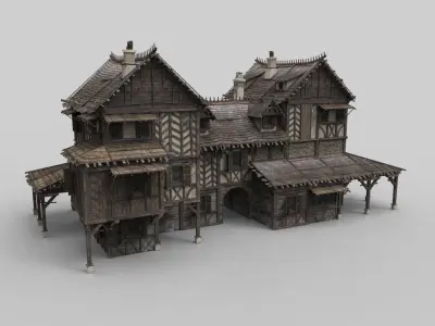 Medieval house fantasy 19 Low-poly 3D model