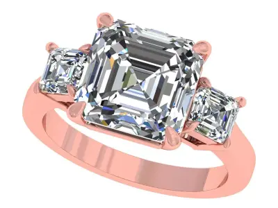 Asscher Stone Engagement Ring 3D print model purchase