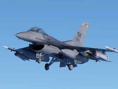 F-16C Game ready Rigged Animated with Weapons Low-poly 3D model
