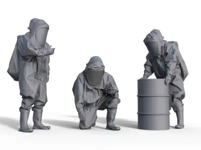 Firefighter in chemical protection suit 3D print model