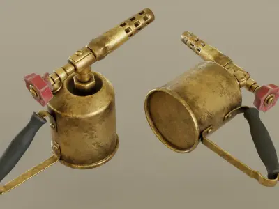 Old Brass Blowtorch Low-poly 3D model