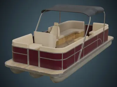 Pontoon Boat 1B Low-poly 3D model