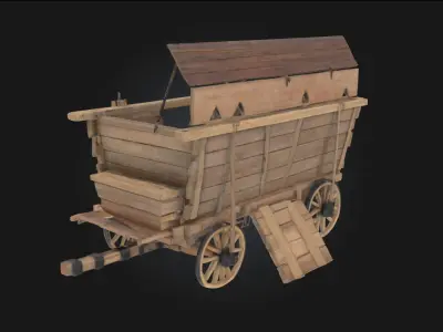 Wooden Pioneer Wagon  Symbol of Travel Beyond Borders 3D model