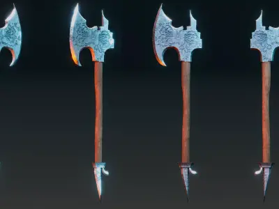 Viking axe Low-poly 3D model 27