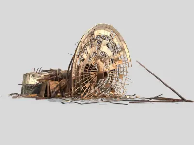 Destroyed Satellite Antenna Dish 3D model