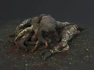 Pile of Fallen Soldiers Low-poly 3D model