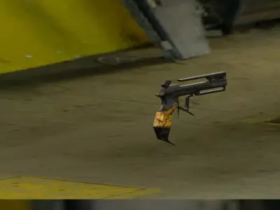 Low Poly Low Res Background Sci-Fi Pistol Low-poly 3D model