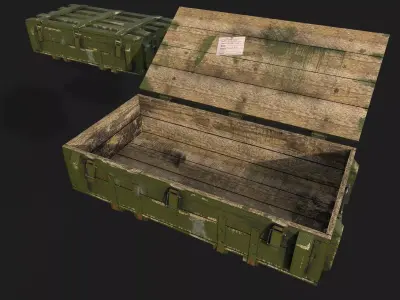 Wooden Military Ammunition Box Low-poly 3D model