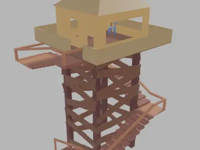 low poly watch tower Free low-poly 3D model
