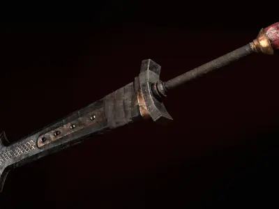 Medieval great viking sword Game ready Low-poly 3D model