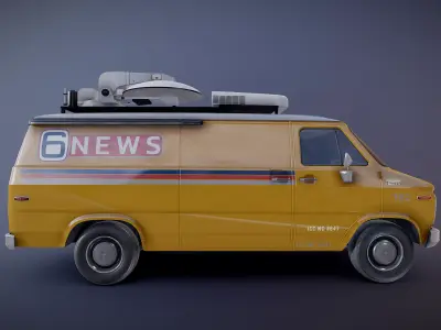 80s News van Low-poly 3D model