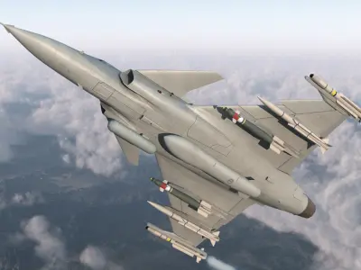  Fighter Aircraft Saab JAS 39 Gripen Rigged 