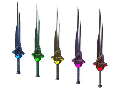 a set of cutting weapons Low-poly 3D model get